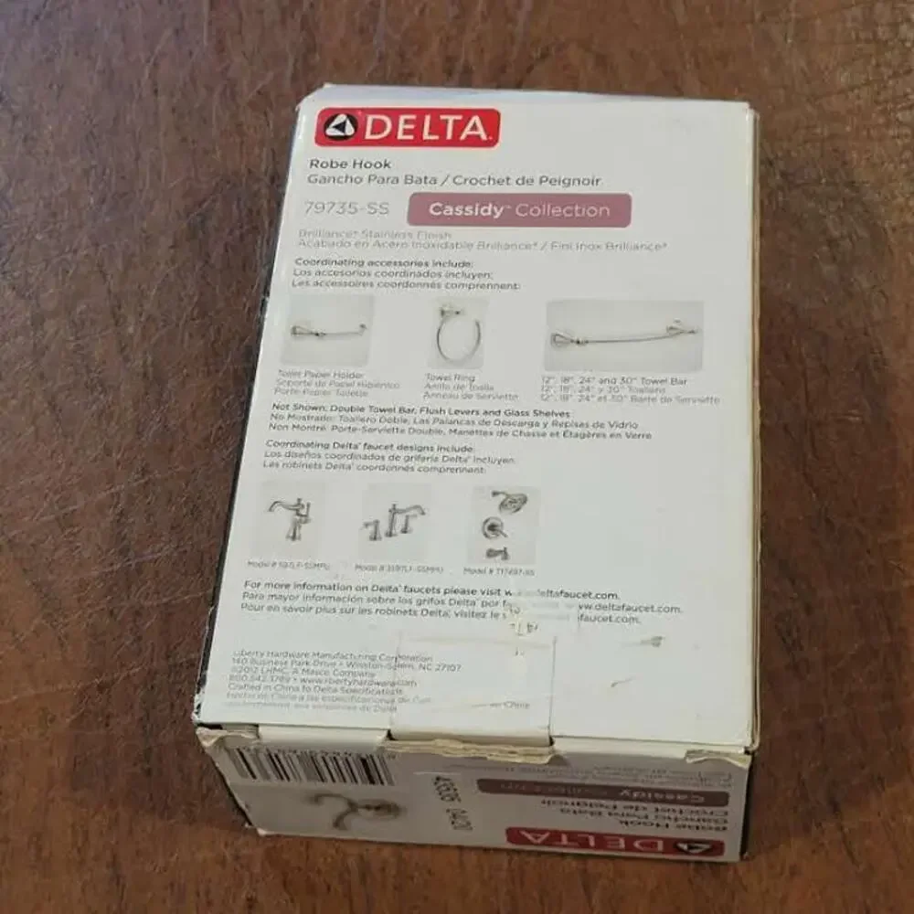 Delta Cassidy 79735-SS Double Robe Hook, Stainless Steel New, sealed